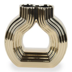 Florero Doble Curva 20cm Dorado
