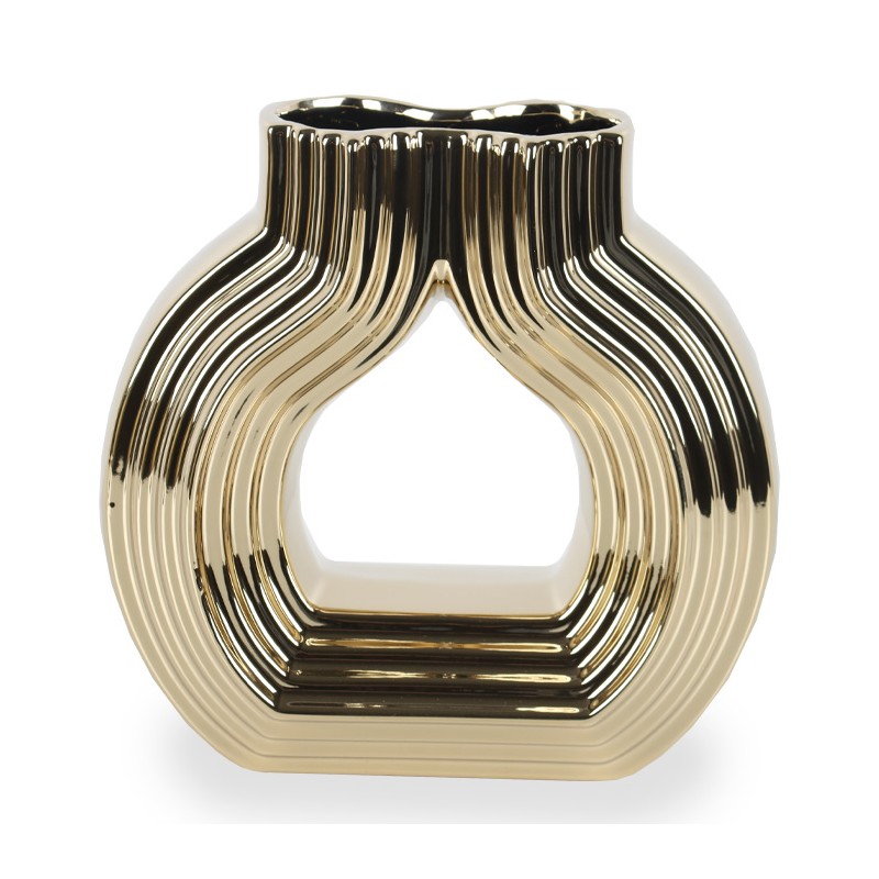 Florero Doble Curva 20cm Dorado